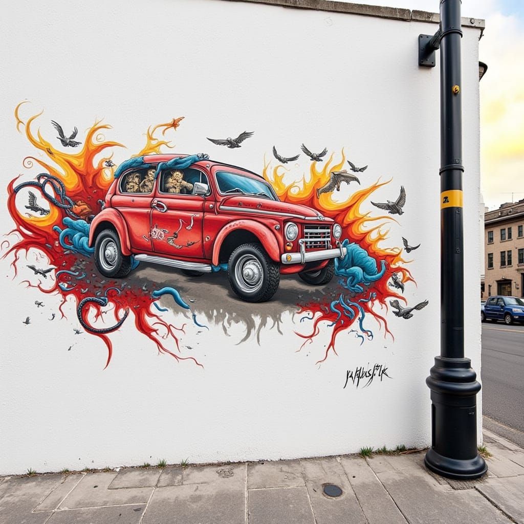 Abstract Cityscape with Street Art Influences