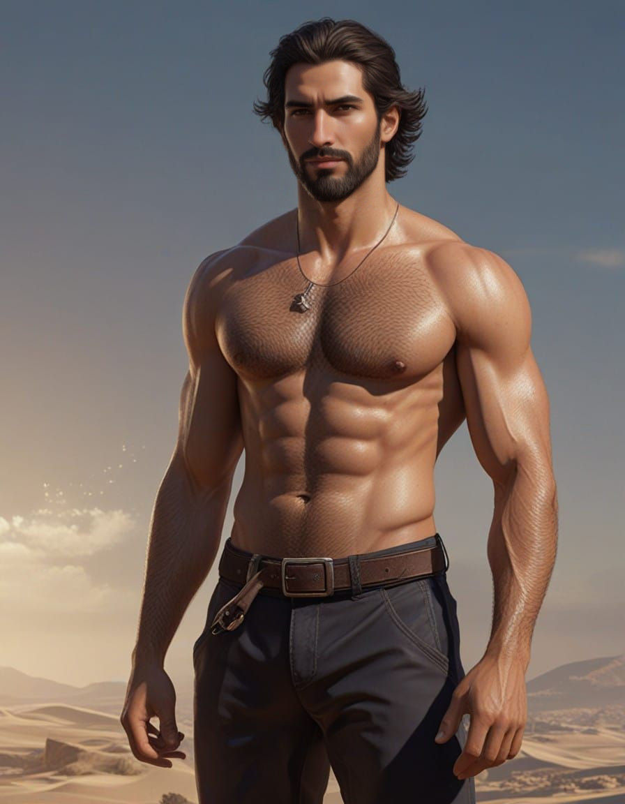 Middle Eastern Male Figure in Dynamic Lighting