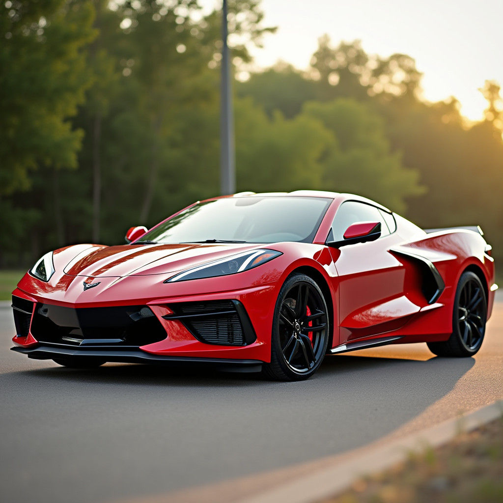 Red Corvette C8: Automotive Photography in Open Air