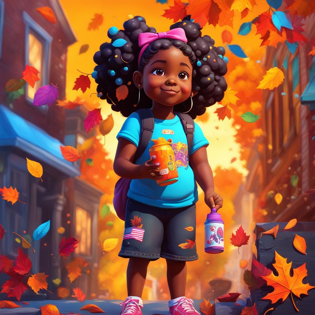 Colorful Graffiti Art of Family Leaf Peeping