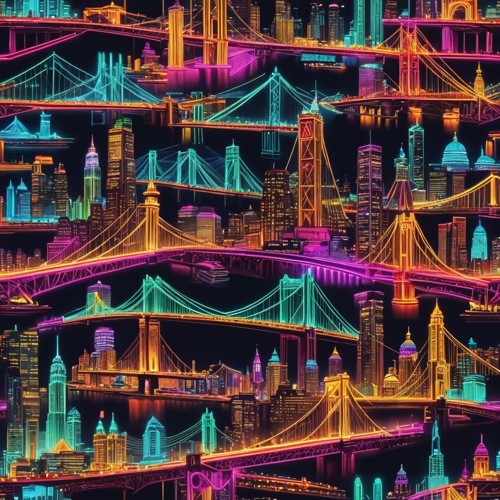 Neon Landmarks: Hyperrealistic Architecture in Electric Ligh...