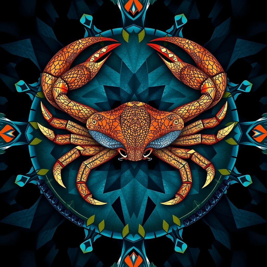 Abstract Cancer Symbol in Cubist Art Deco Style