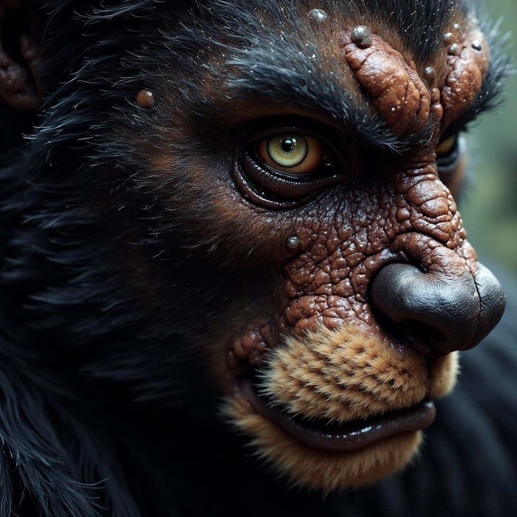 Anime Beast-Man Close-Up with Contrasting Eyes