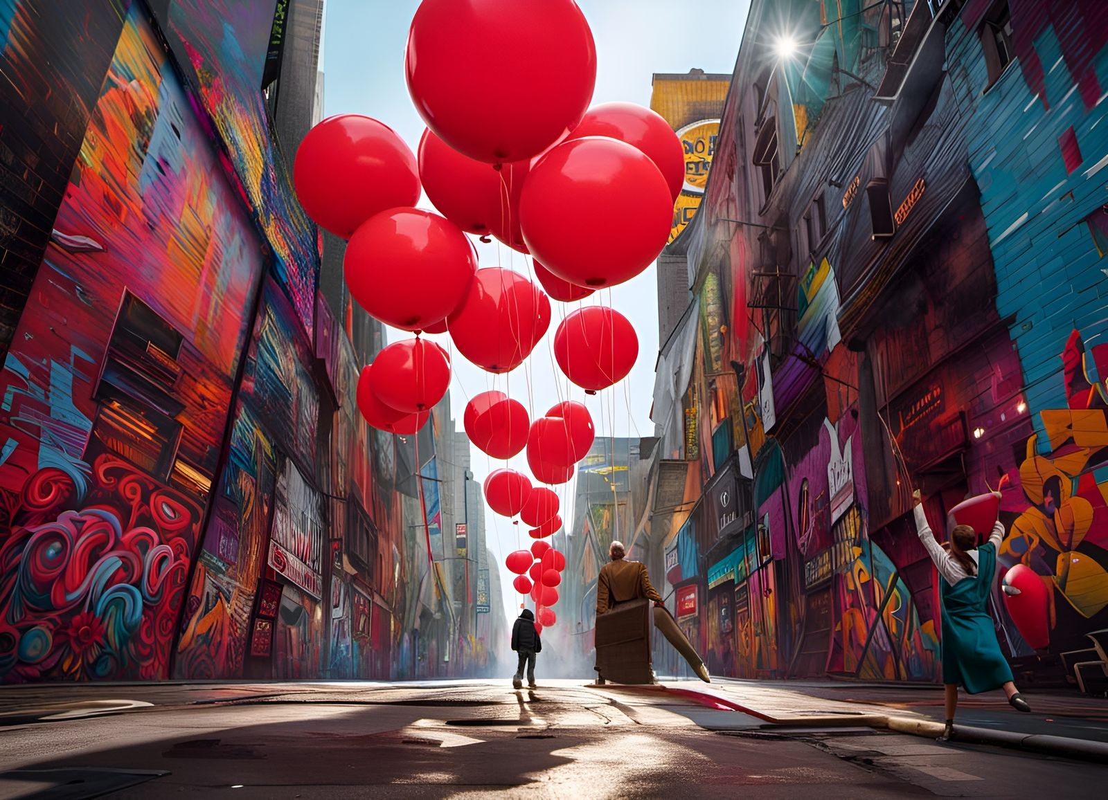 “99 red balloons Floating in the summer sky Panic bells, it's red alert There's something here from somewhere else”