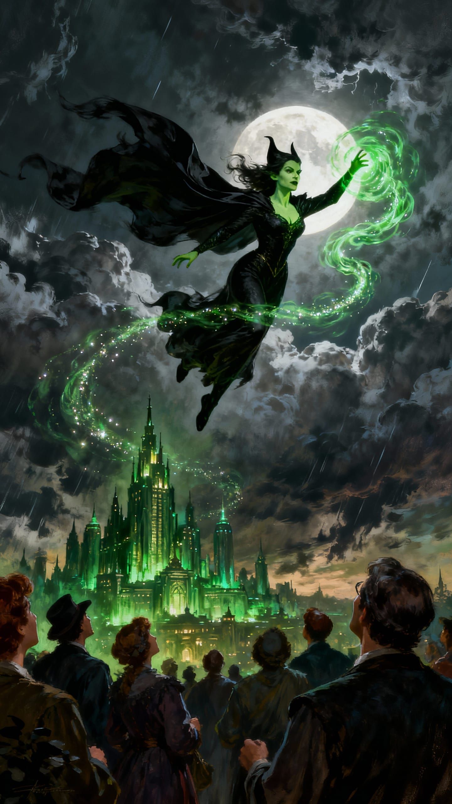 Elphaba Soars Over Emerald City in Digital Matte Painting
