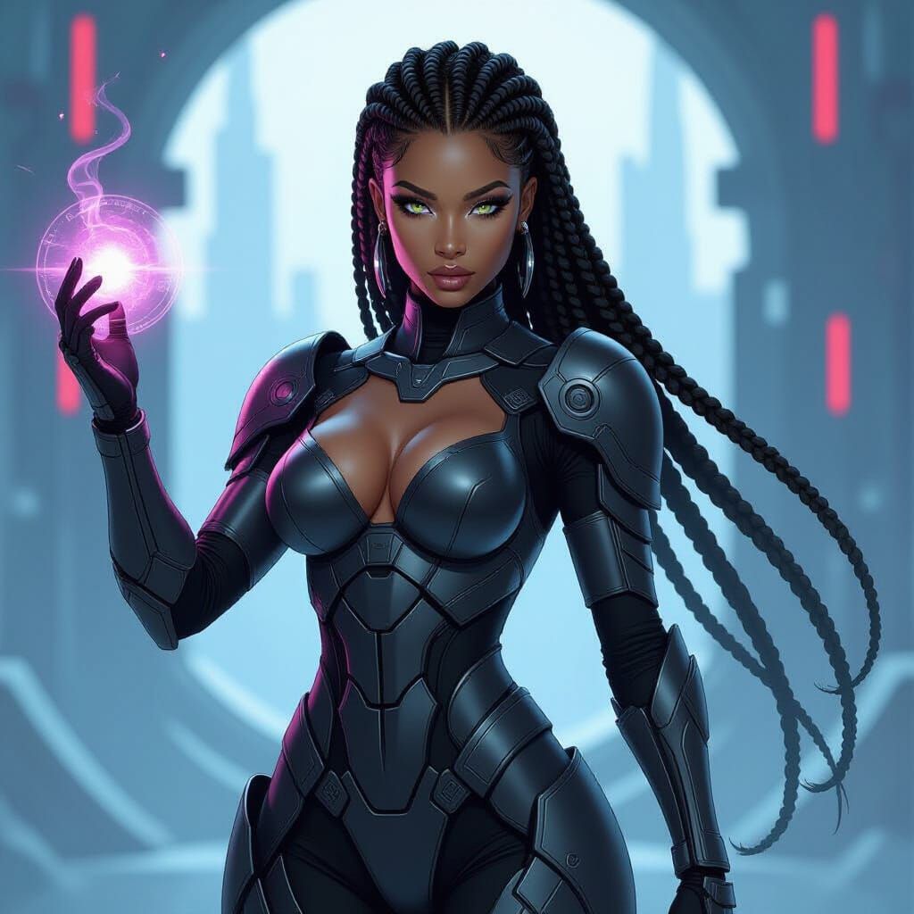 Futuristic Alien Warrior Woman Casting a Spell