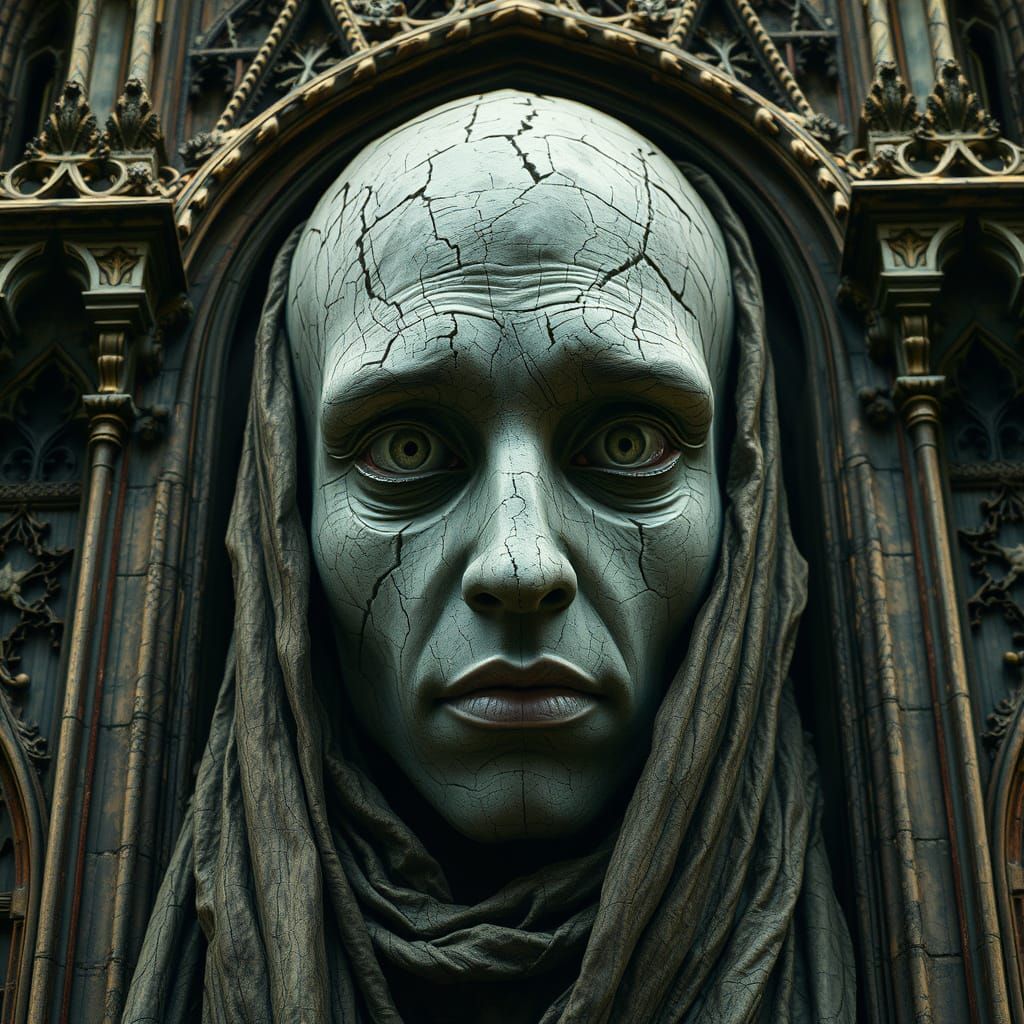 Stone Face Emerges from Notre Dame: Hyper-Realistic Art