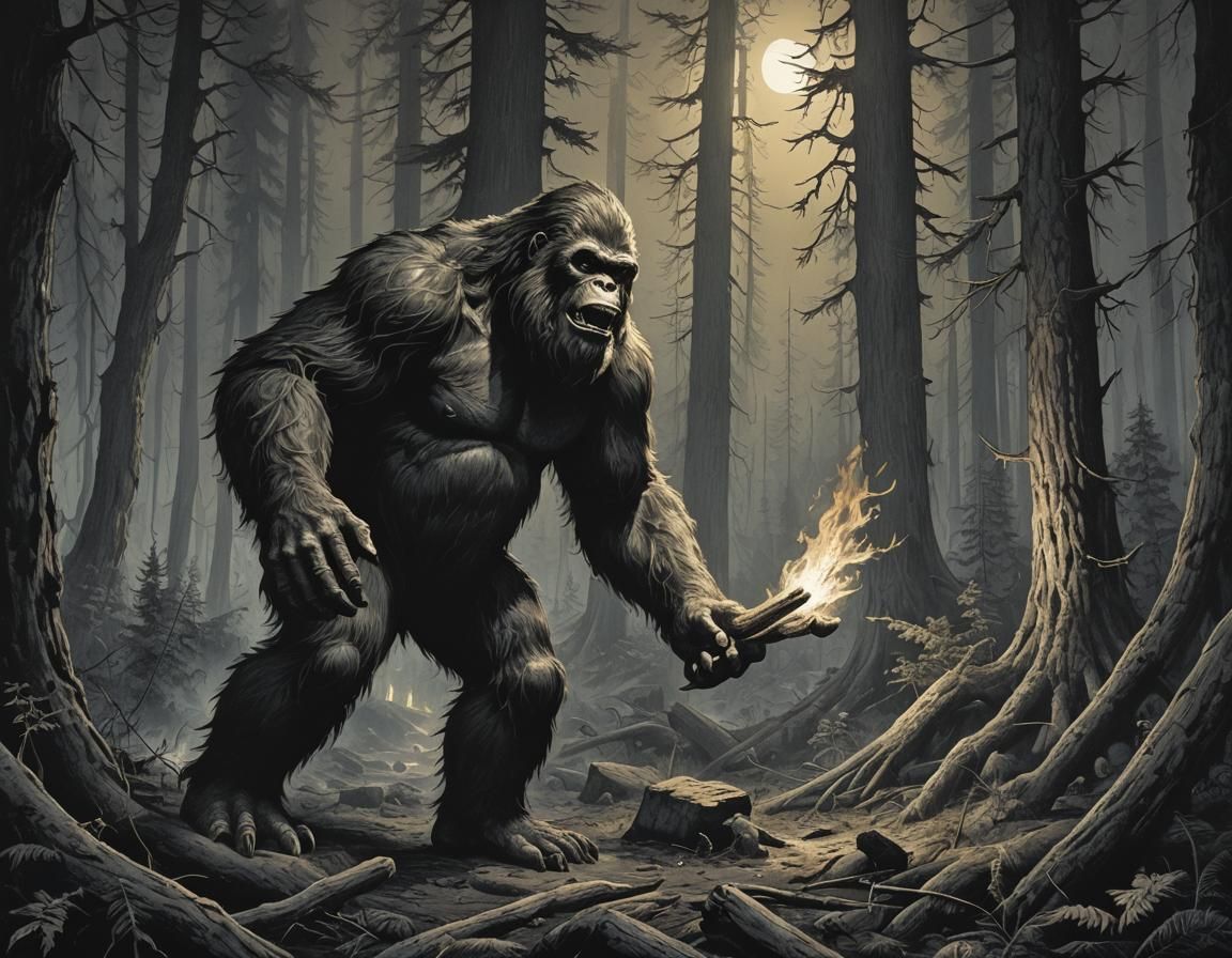 Bigfoot Ignites Forest Fire in Horror Style