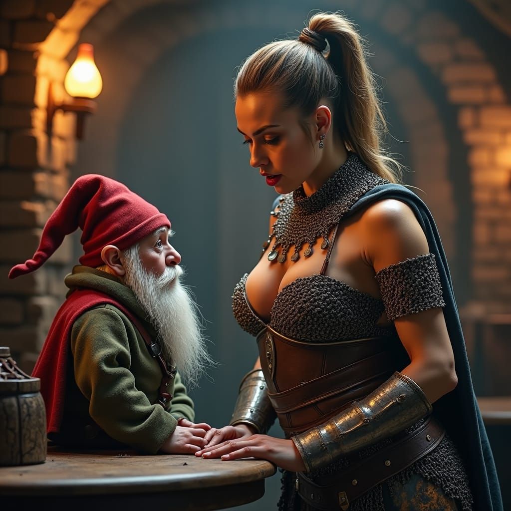 Viking Warrior Shouts at Gnome in Tavern Portrait