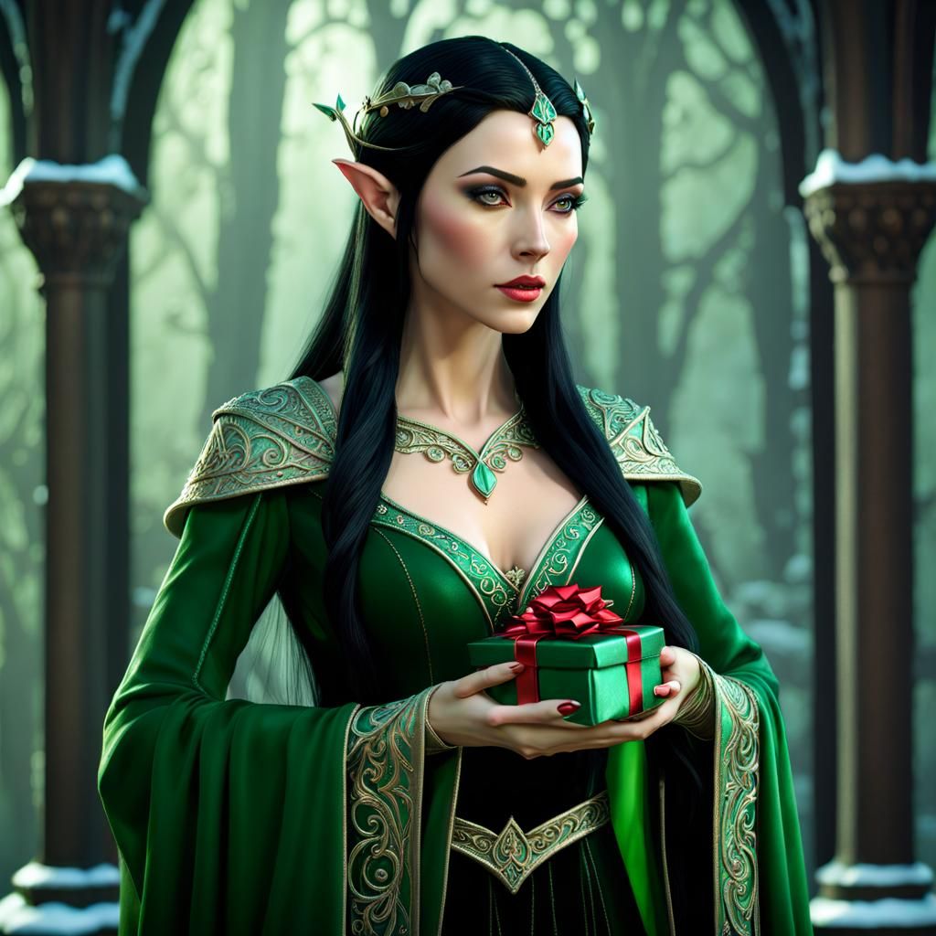 Elvish Woman with Christmas Gift in Rivendell
