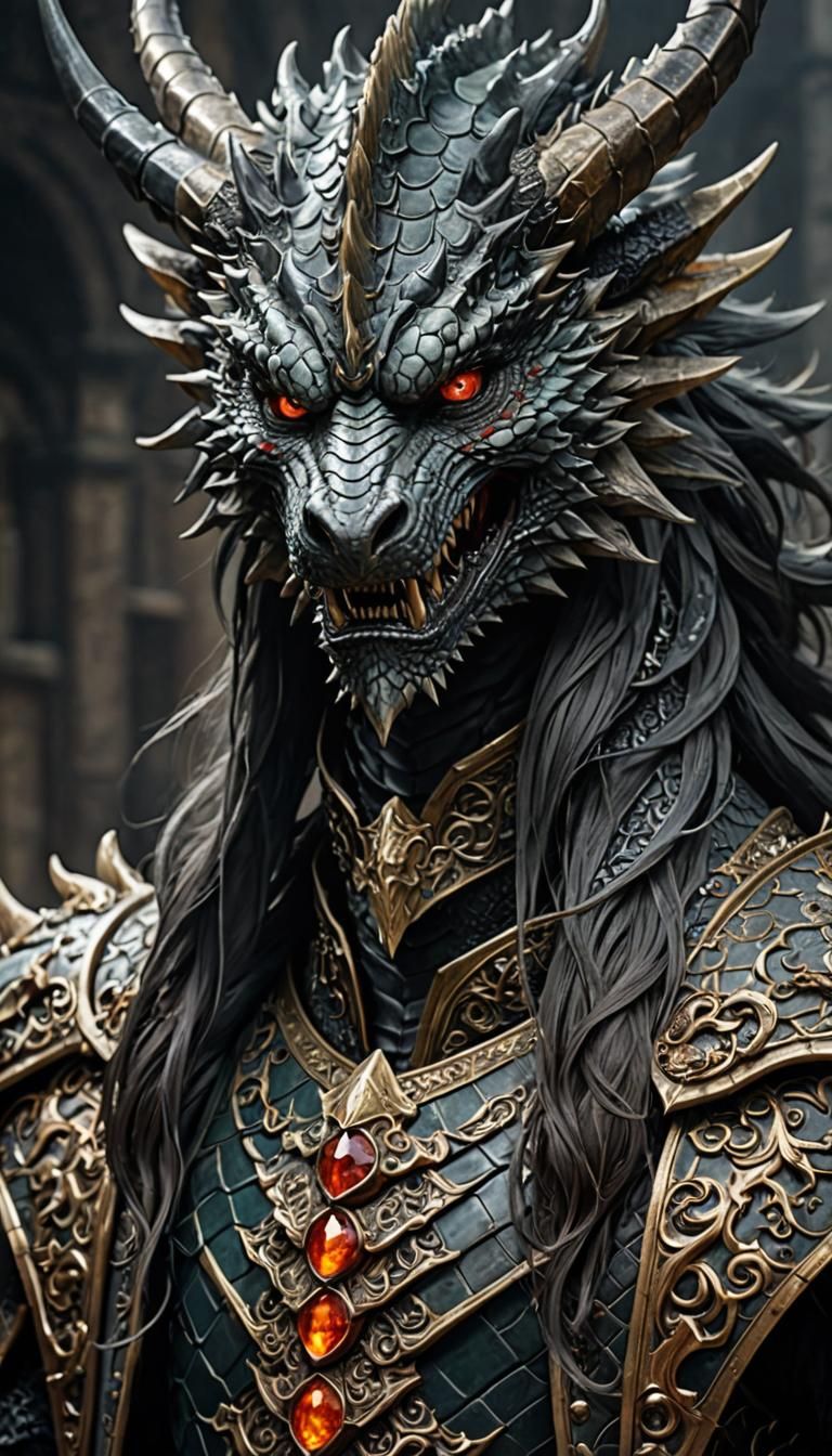 Queen with Dragon: A Majestic Fantasy Scene