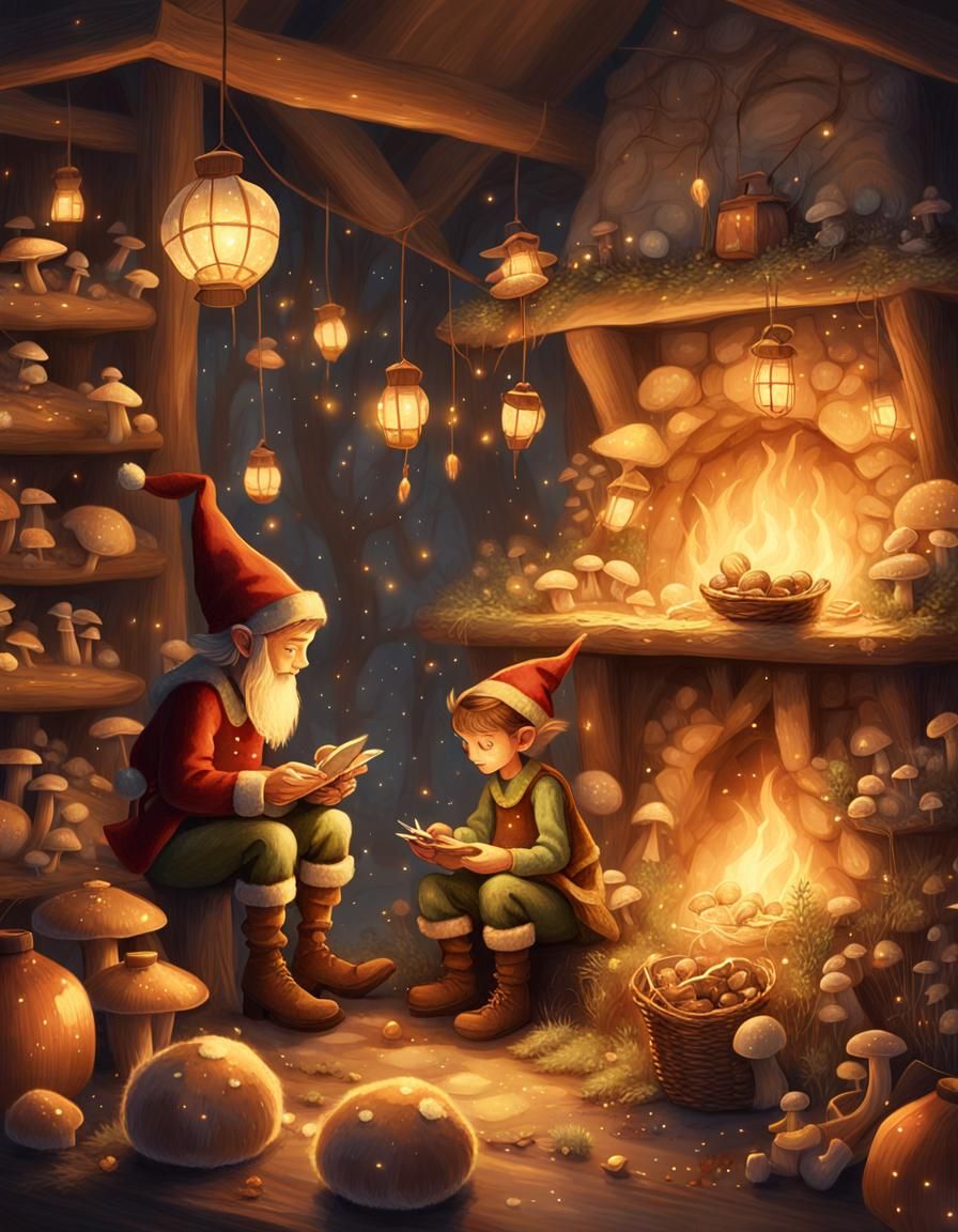 Whimsical Christmas Elves in Earthy Fantasy Workshop