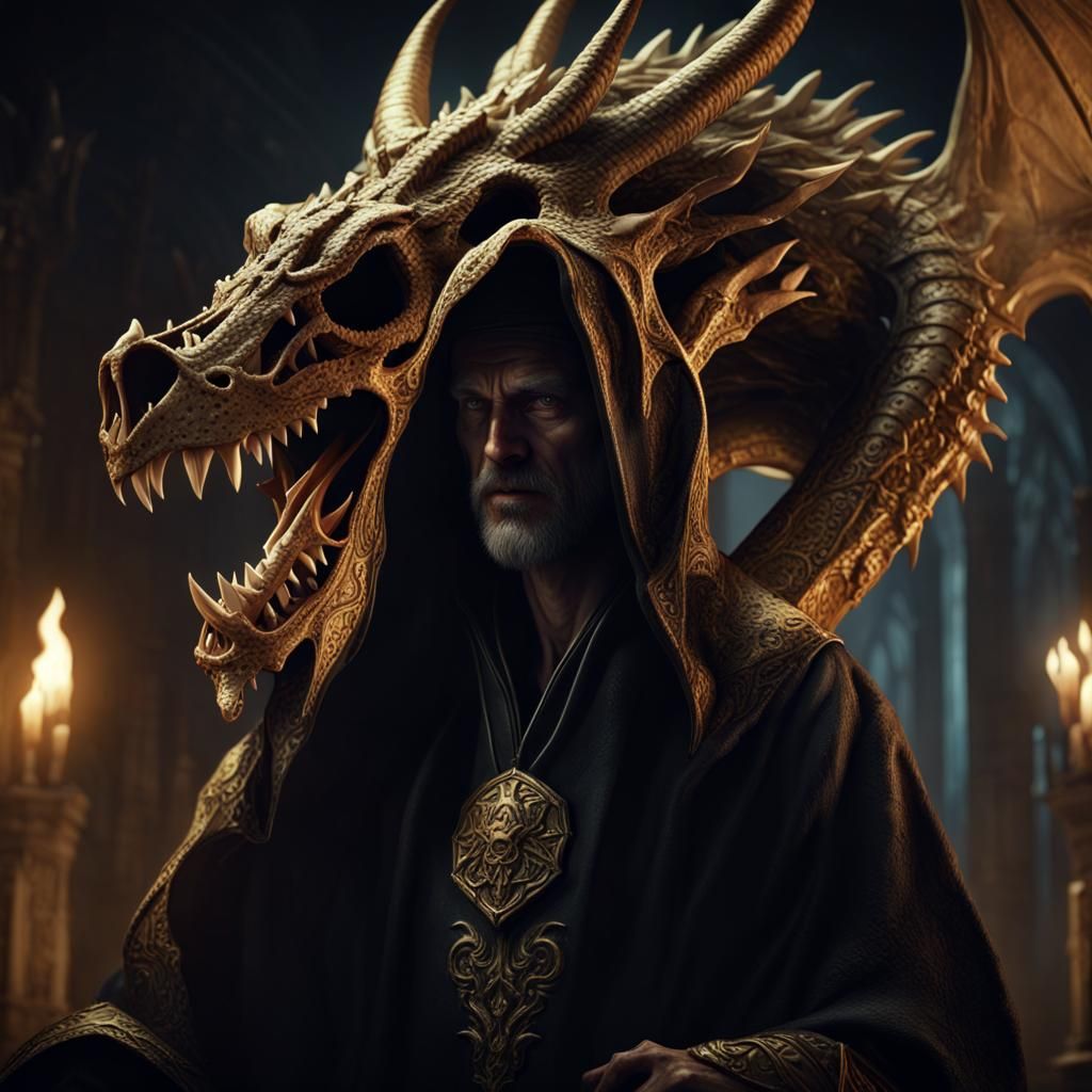 Dragon Skull Man in Dark Fantasy Concept Art