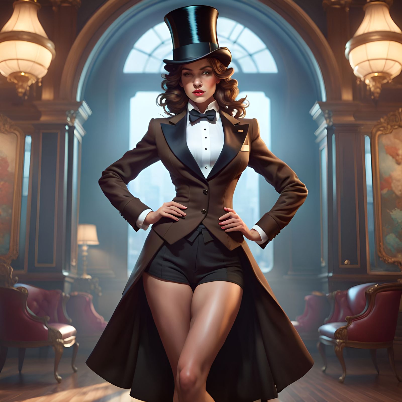 Elegant Woman in Tuxedo: Hyperdetailed Art Portrait