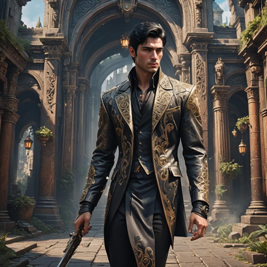 Elegant Man Portrait in Detailed Fantasy Style