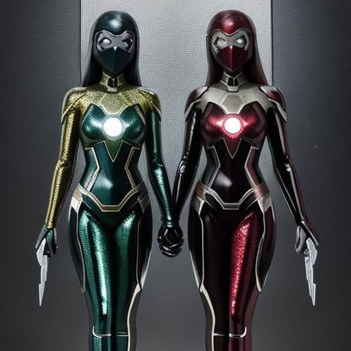 Iron Girl and Glass Girl Holding Hands