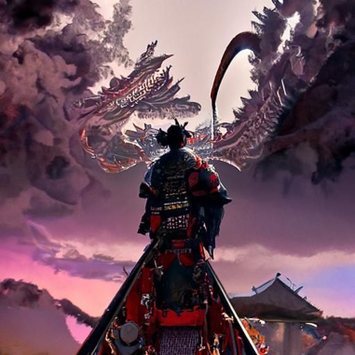 Samurai vs Dragon: Epic Anime Battle Scene