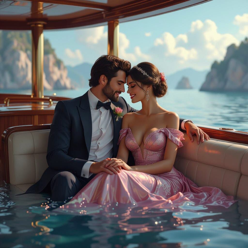 Romantic Boat Ride in a Fantasy Landscape
