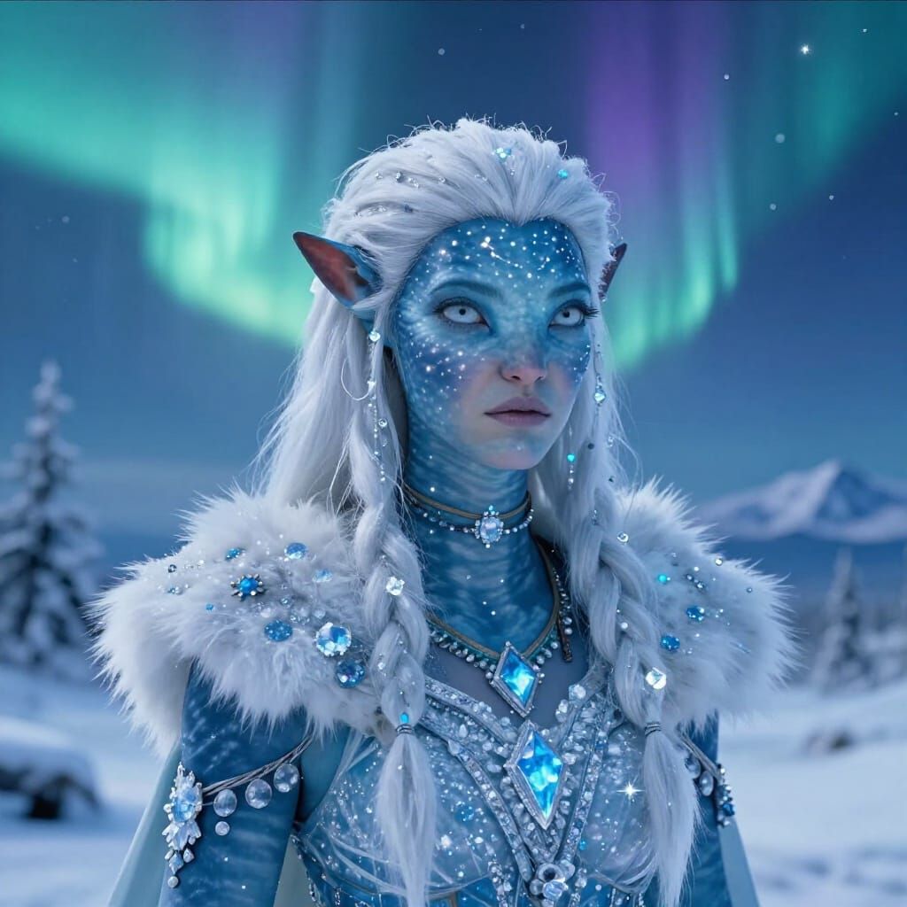 Na'vi Princess of the Aurora Tribe in Ethereal Fantasy Art