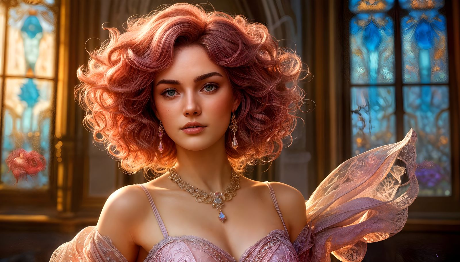 Surreal Fantasy Portrait of a Pink-Haired Woman in Ethereal ...