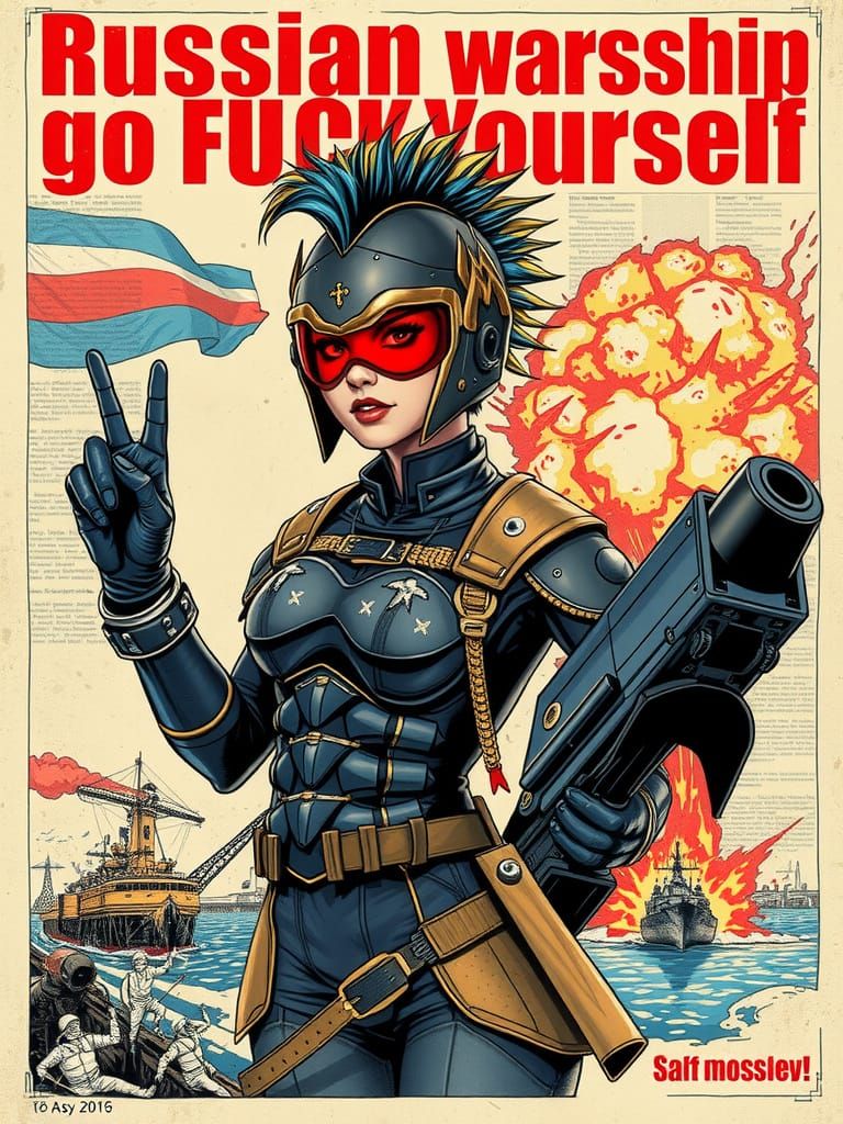 Rebellious Female Warrior in Gritty Punk-Style Armor