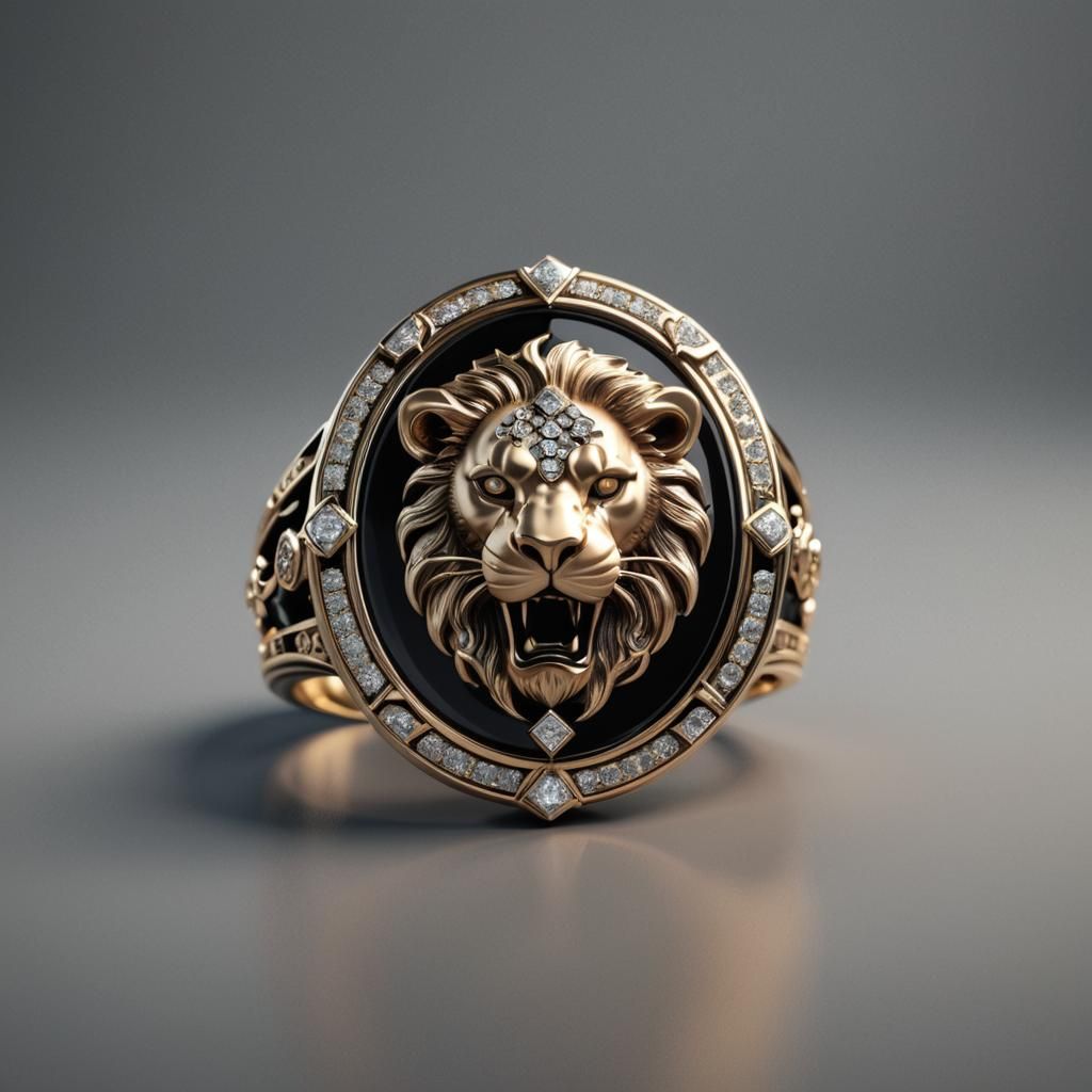 Leo Zodiac Sign Onyx Ring: 3D Game Graphics