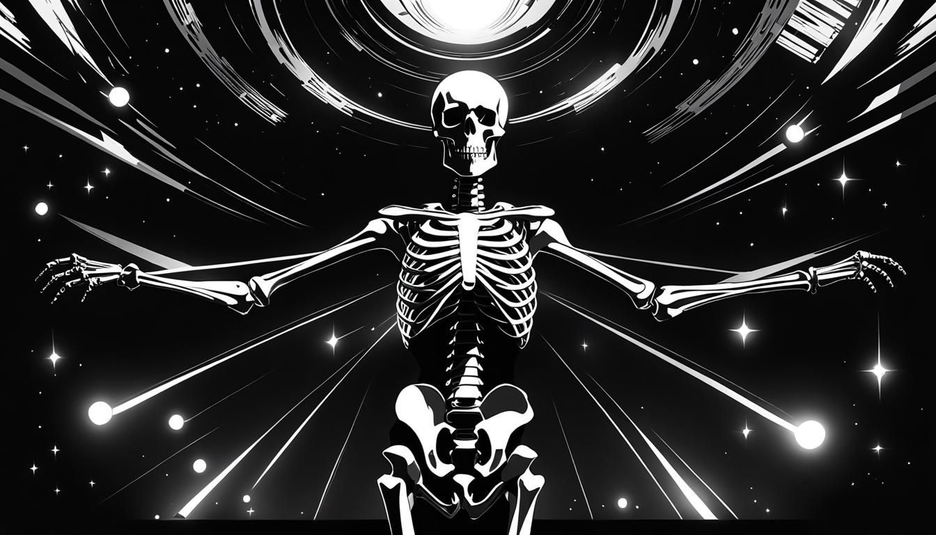 Skeleton Transcends in T-Pose: Anime-Inspired Black and Whit...