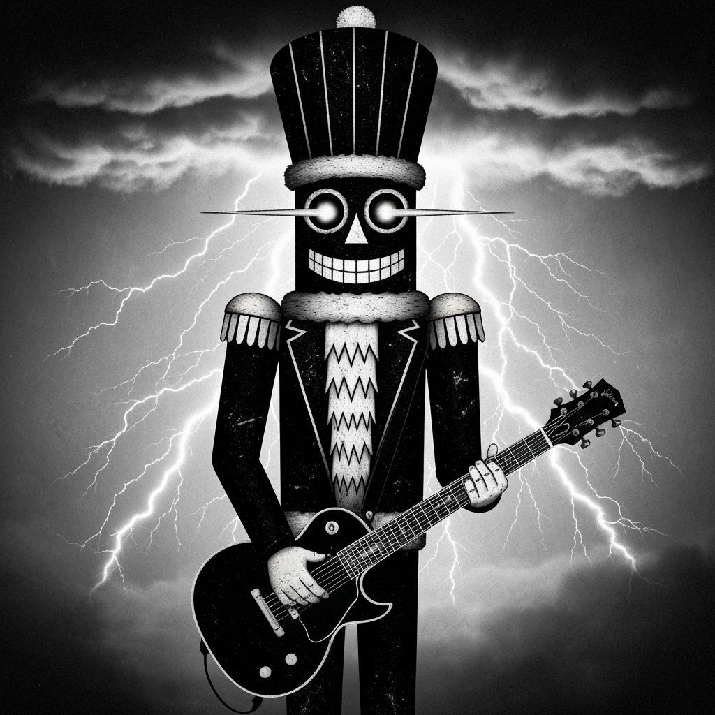 Deathcore Nutcracker with Laser Eyes and Guitar