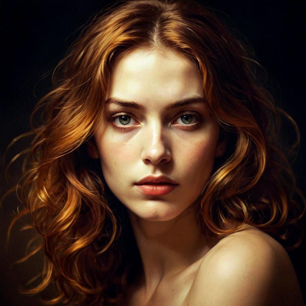 Ethereal Woman Portrait in Rembrandt and Rego Style