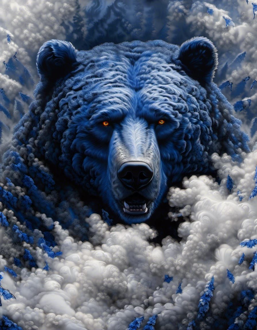 Cobalt Bear in Victorian Lapis Lazuli Darkness