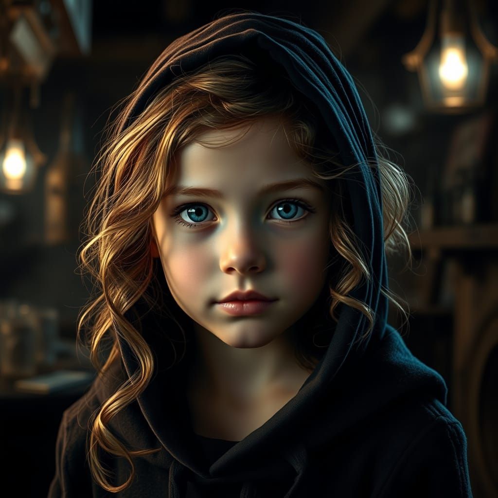 Young Girl in Mysterious Tavern Setting