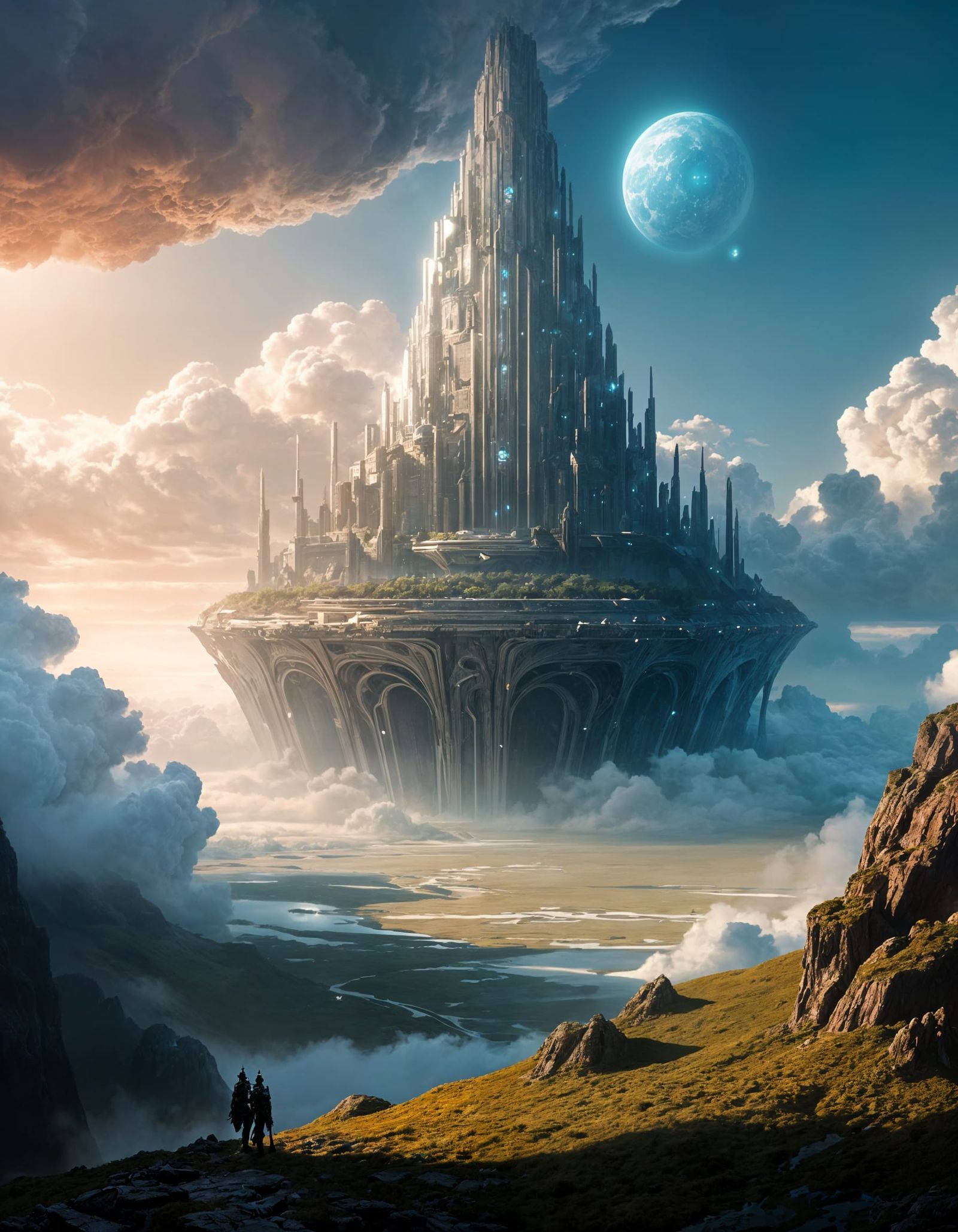 Ancient Alien Fortress in a Celestial Ocean