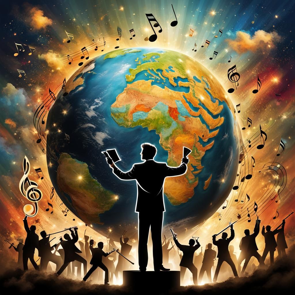 Earth Orchestra Conductor in a Poster Art Style