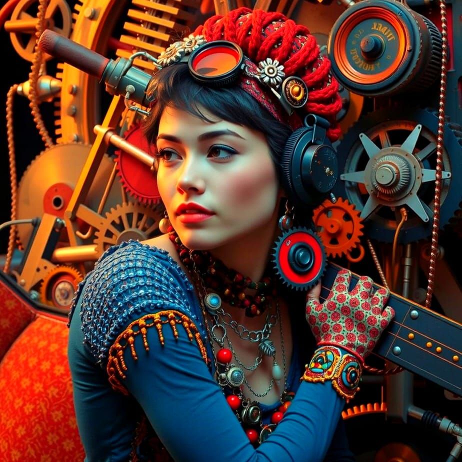 Mechanical Marvels in Vibrant Triadic Colors