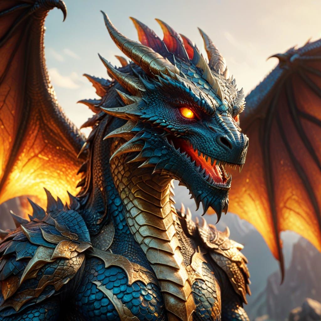 Superhero Dragon in Hyper-Realistic Digital Art