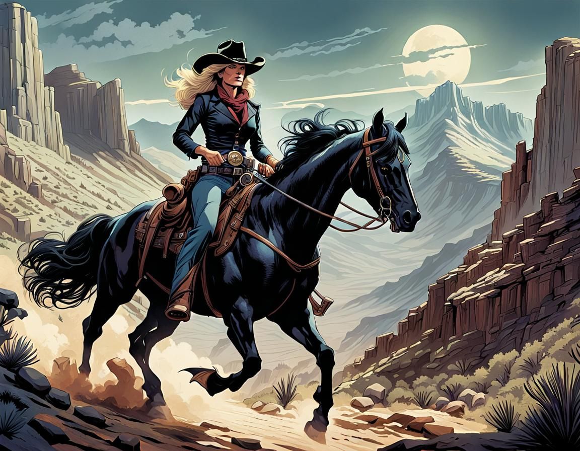 Farrah Fawcett as Old West Gunfighter, Comic Book Art