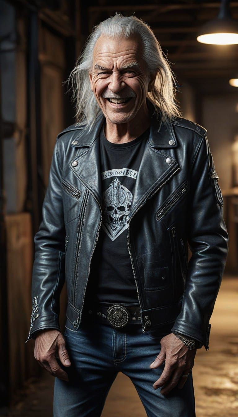 Ecstatic Pensioner in Iron Maiden Gear - Photorealistic Port...