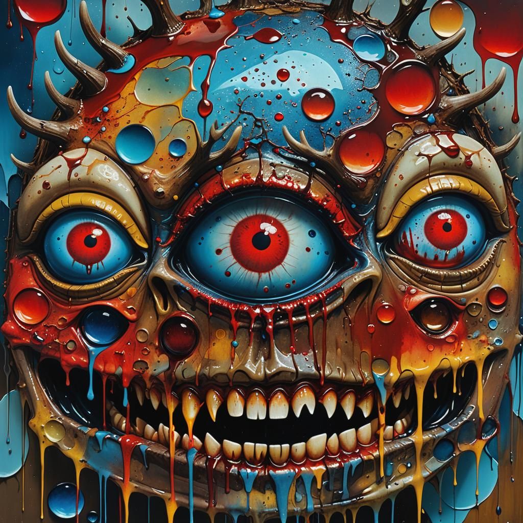 Surreal Moon with Teeth in Grotesque Collage