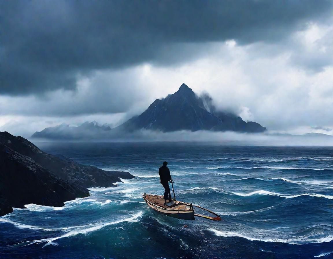 Dramatic Seascape with Stormy Sky