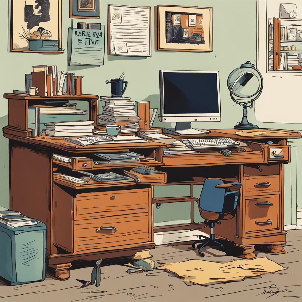 Nostalgic Image of a Vintage Wooden Desk