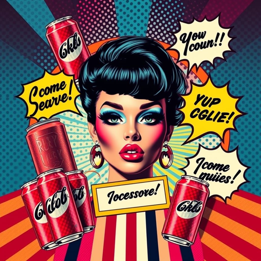 Pop Art Portrait in Vibrant Comic Book Style