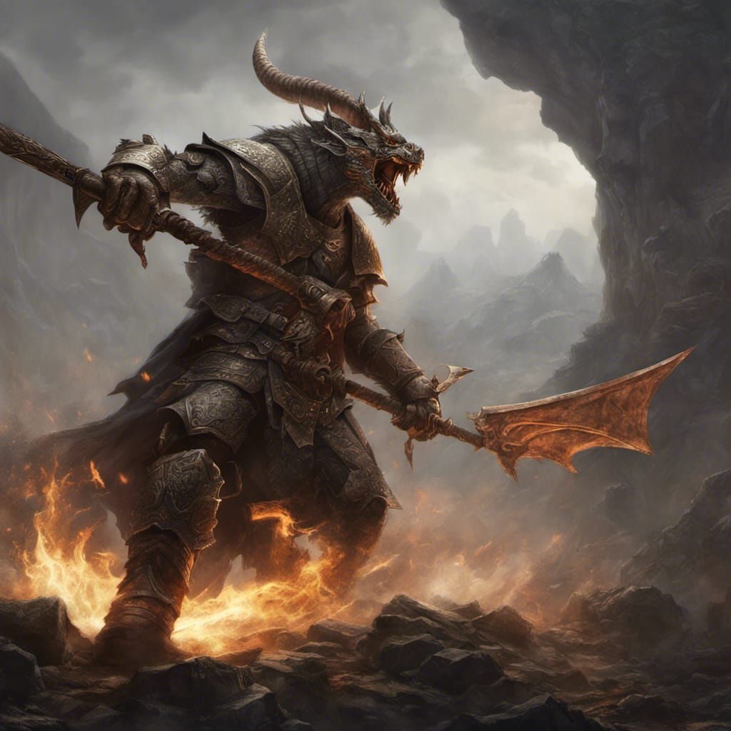 Norse Dragon Slayer in Dark Fantasy Art