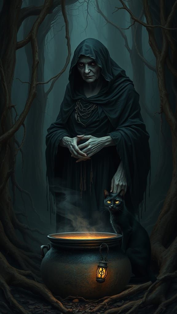 A eerie witch hag ought never be frightened in the darkest f...