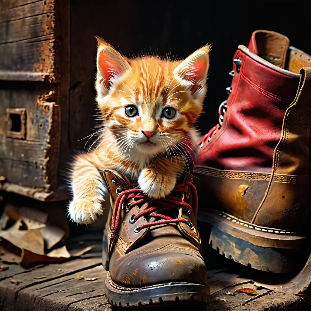 Kitten in Boot: Detailed Matte Painting