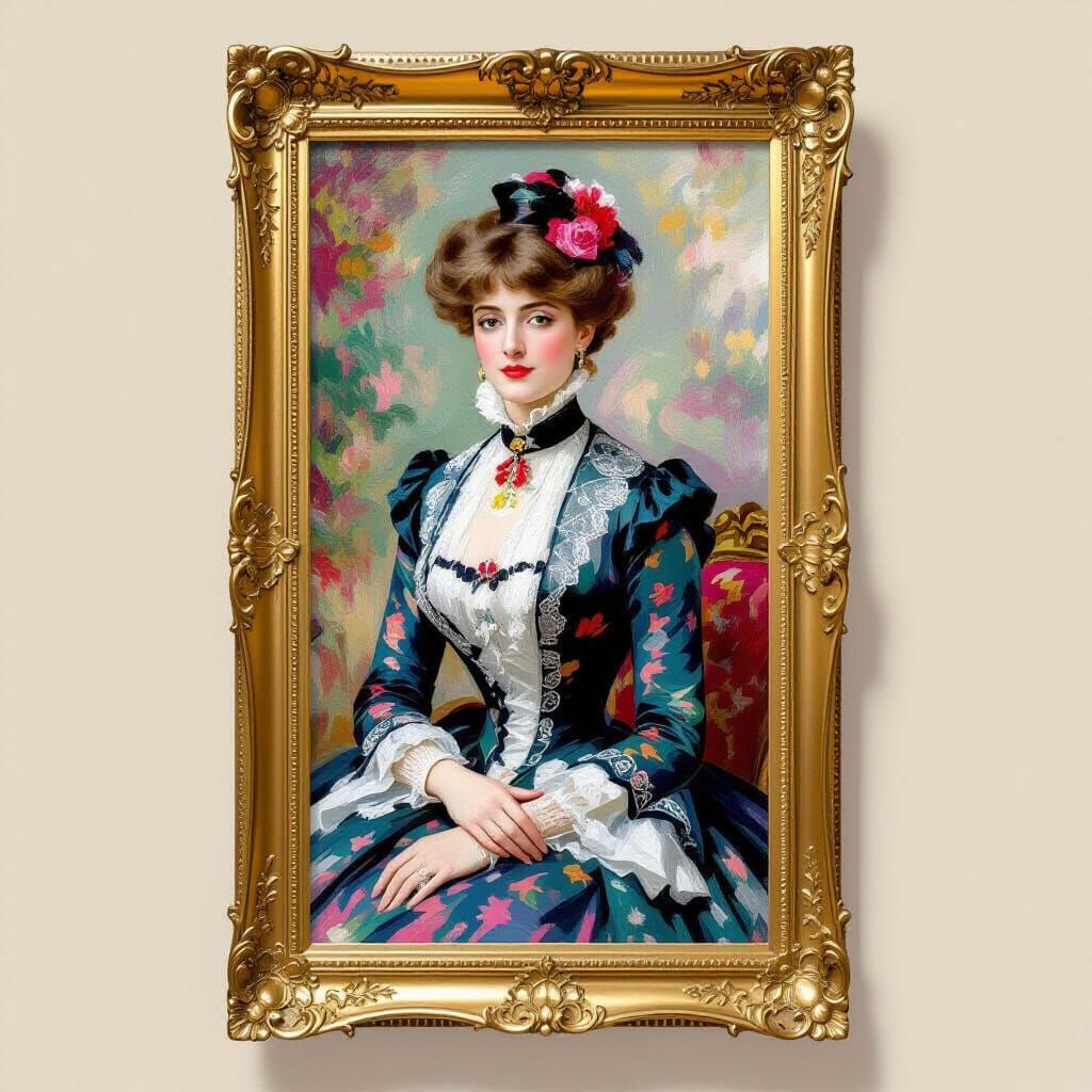 Victorian Lady Portrait in Impressionist Style
