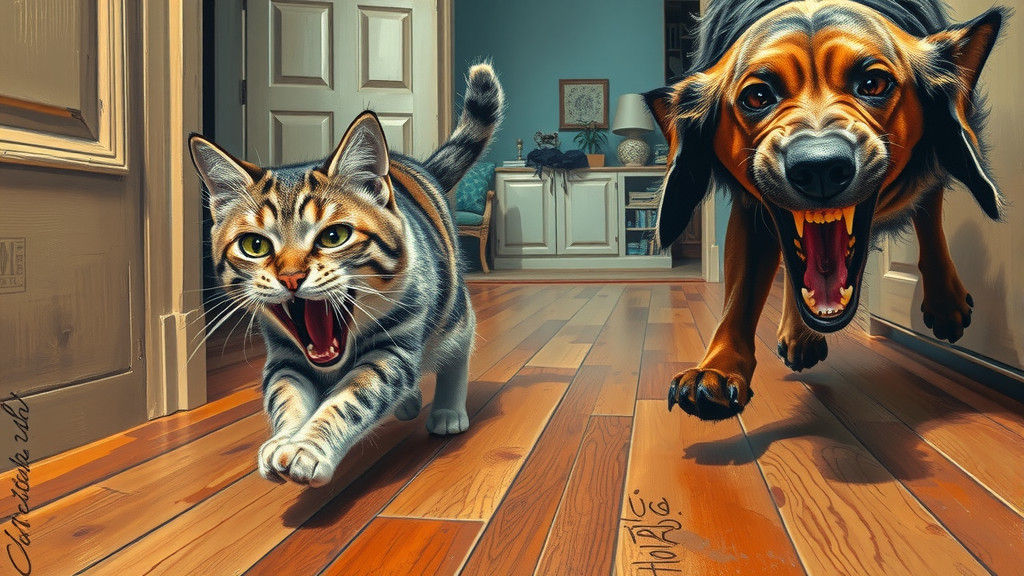 Cat's Desperate Escape: Expressionist Art