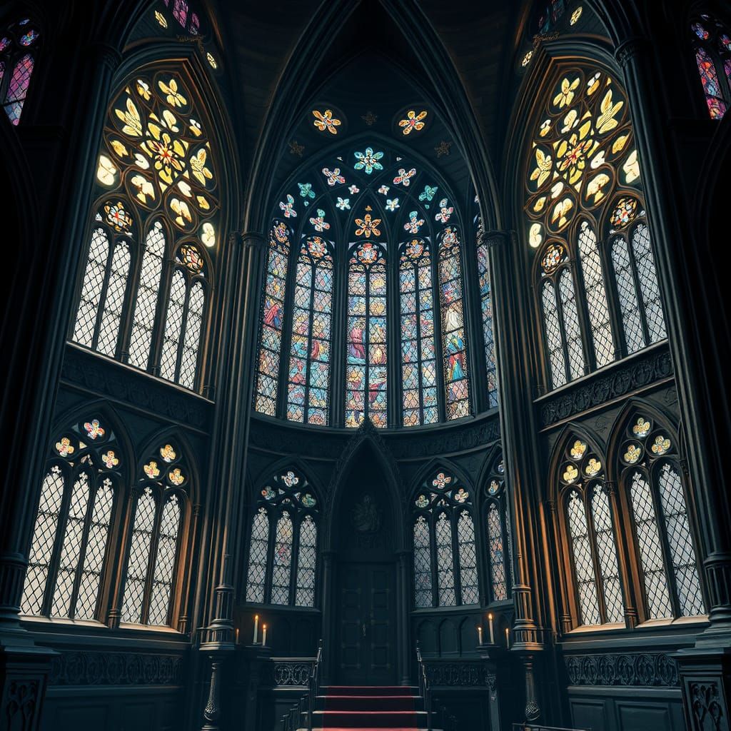 Majestic Gothic Castle Interior in Anime Style