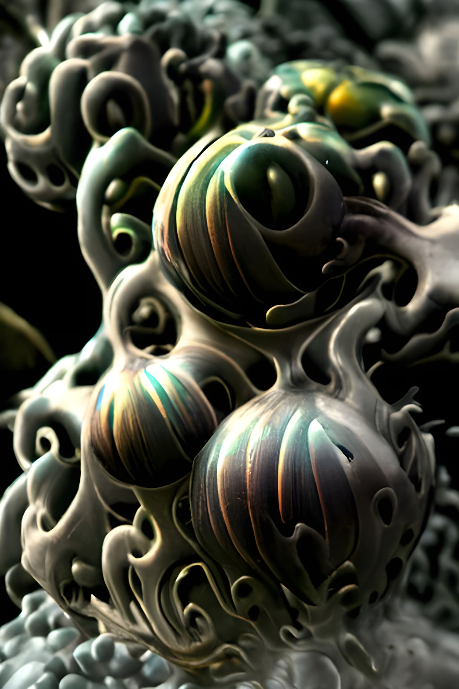 Fierce Dragon in Fractal Honeycomb, 3D Render