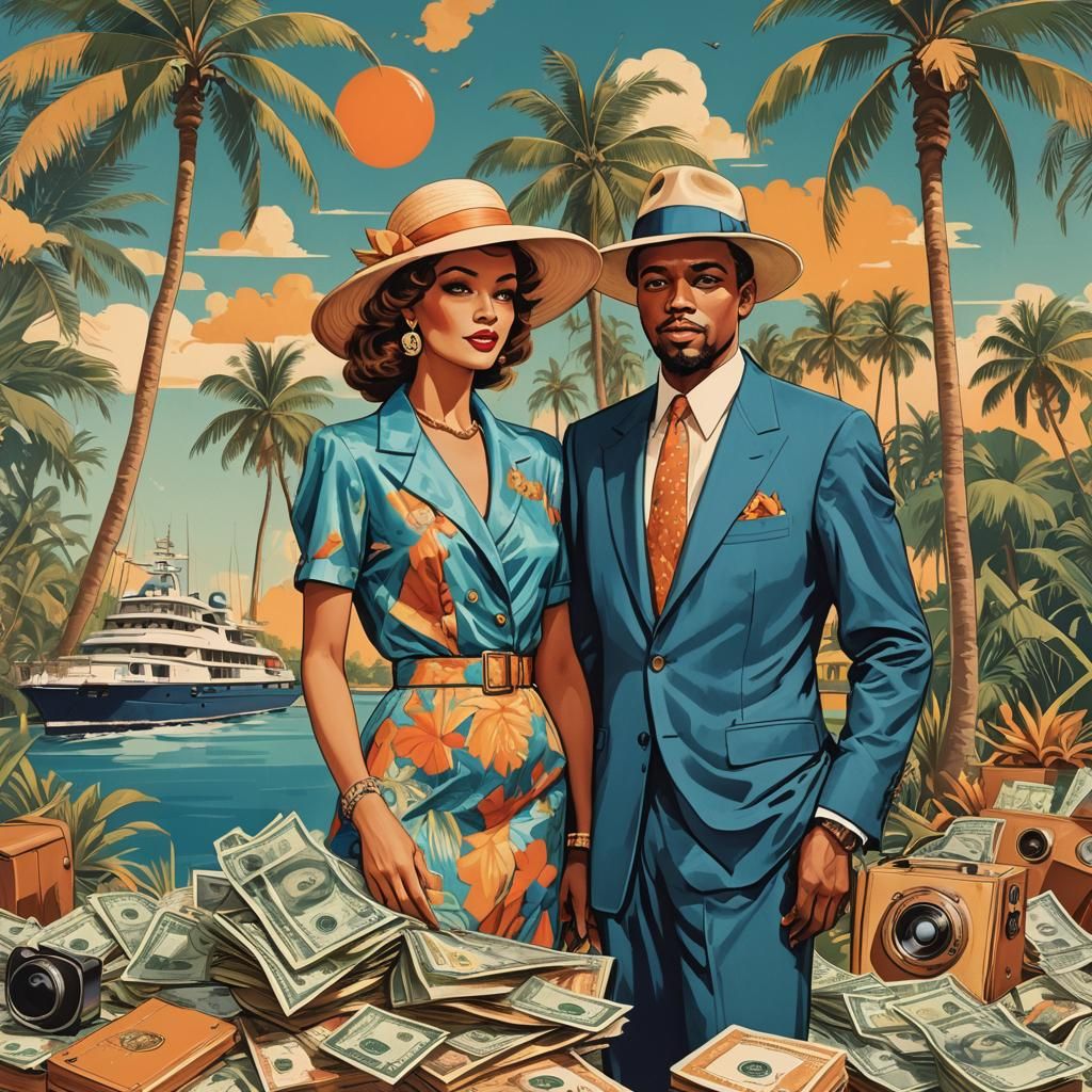 Retro Album Art: Woman, Yacht, and Vintage Style