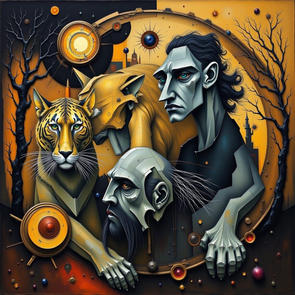 Stylized Jaguar Portrait in Unique Aesthetic